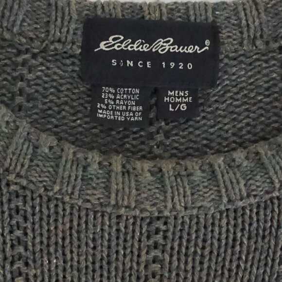 Eddie Bauer Green Cotton Blend Textured Knit Sweater Minimalist Quiet Luxury L - Picture 4 of 9